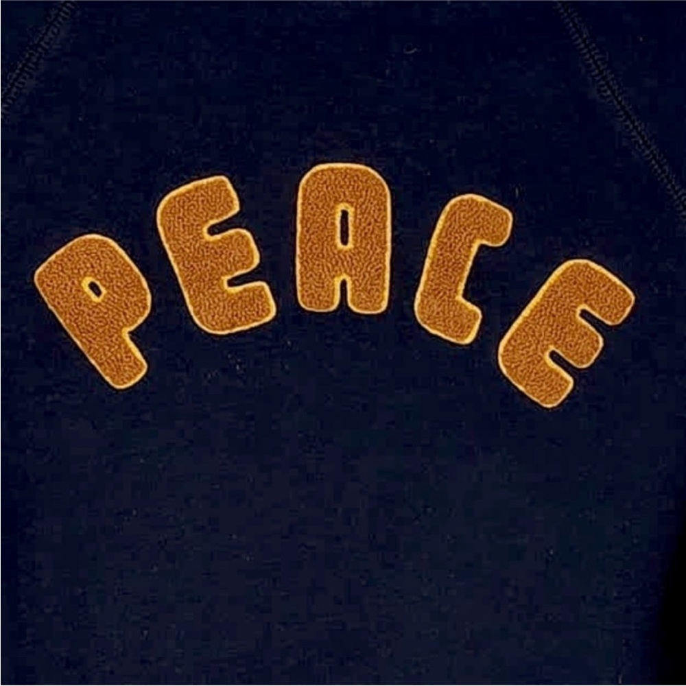 American Eagle Black & Orange Peace Crewneck Sweatshirt Size Medium Cotton - Picture 4 of 12